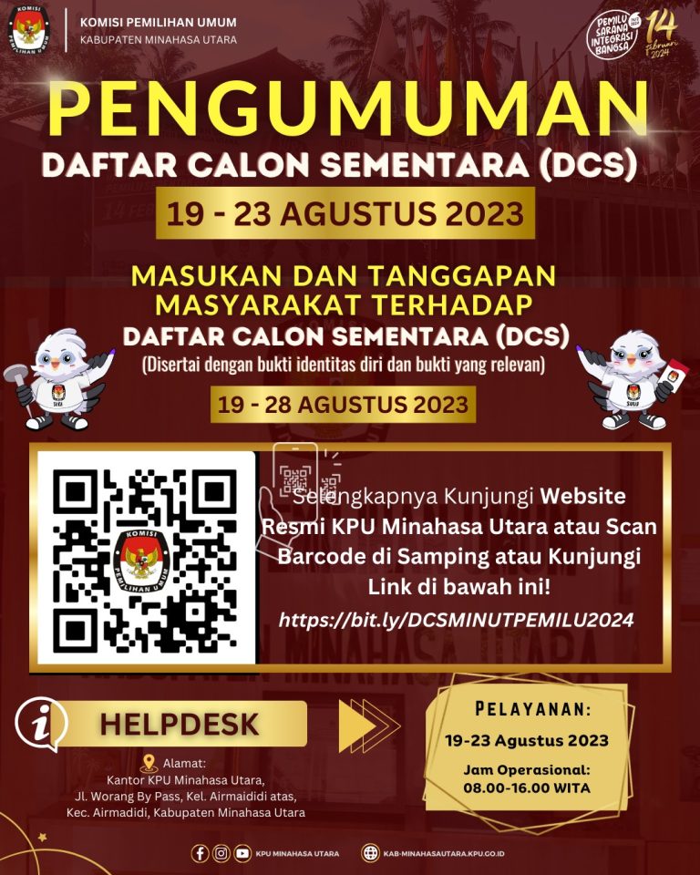 KPU Minahasa Utara Umumkan Daftar Calon Sementara Anggota DPRD Bolsel Pemilu 2024