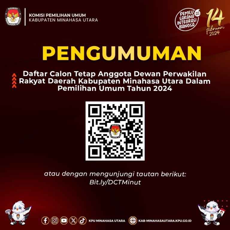 Ini Daftar DCT Anggota DPRD Pemilu 2024 yang resmi diumumkan KPU Minut